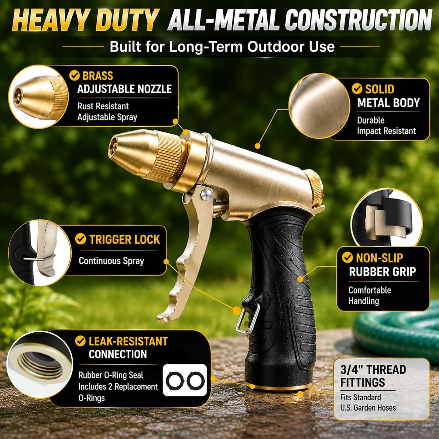 Garden Hose Nozzle, Heavy Duty Hose Nozzle