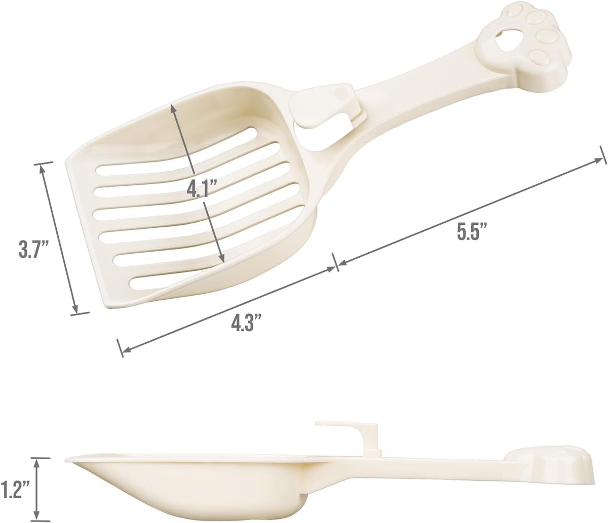Depets Cat Litter Scoop, Litter Scoop with Wide Slats, Kitty Litter Scooper for Pine Pellets, Durable Plastic Litter Sifter Scoop - Designed for Easy Sifting, Milky White
