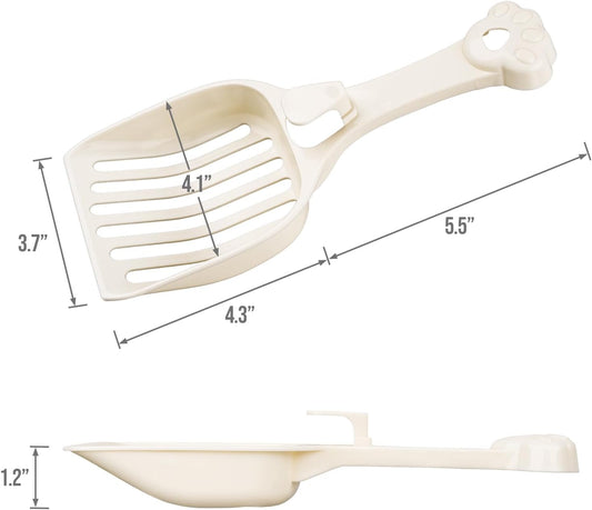 Depets Cat Litter Scoop, Litter Scoop with Wide Slats, Kitty Litter Scooper for Pine Pellets, Durable Plastic Litter Sifter Scoop - Designed for Easy Sifting, Milky White
