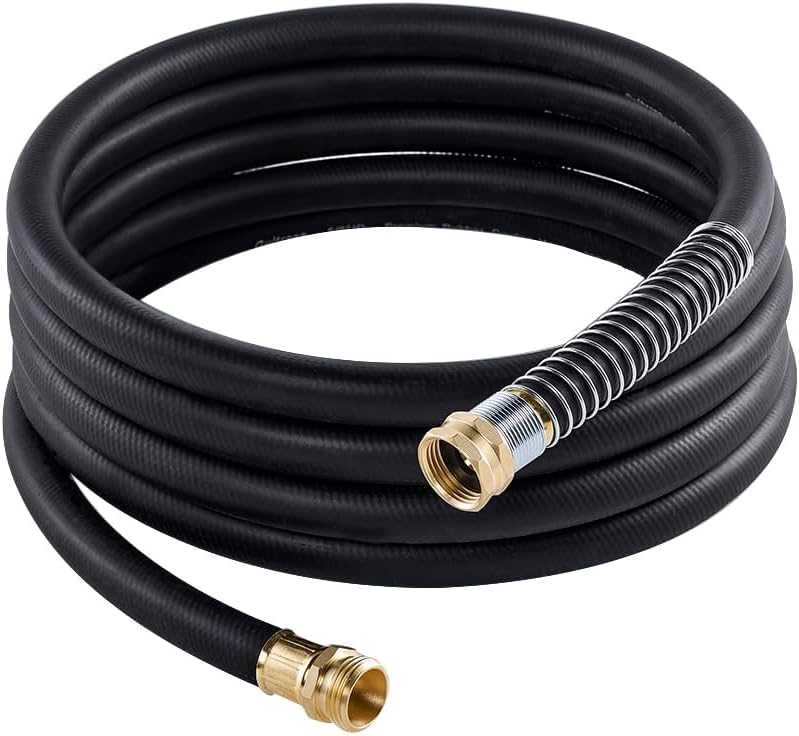 Guitrees Leader Garden Hose 10ft x 5/8", Heavy Duty Short Water Hose, Female to Female Fittings, Five Layered Braiding for Durability, 1000PSI Burst, 300PSI Working (Black) - Colors B