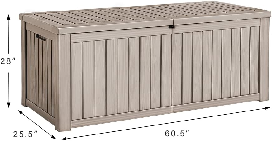 Devoko 100 Gallon Waterproof Large Resin Deck Box Indoor Outdoor Lockable Storage Container for Patio Furniture Cushions Garden Tools (100 Gallon, Black)