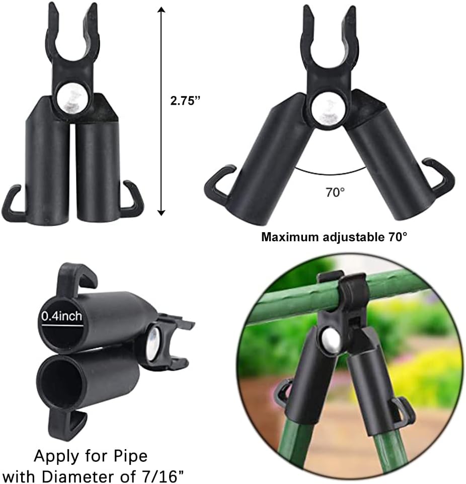 Garden Trellis Support Kit - Plant Clips & Stake Connectors, 7/16" Stake Extensions & Pipe Fixings