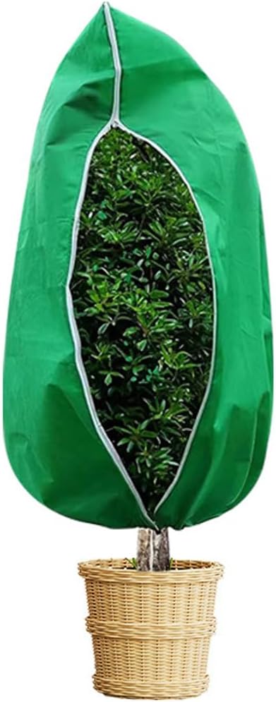 Plant Covers Winter Freeze Protection 1 Pack 78.74'' X 94.49'' Reusable Frost Blanket Tree Wrap Cloth with Drawstring and Zipper for Outdoor Cold Weather - Green
