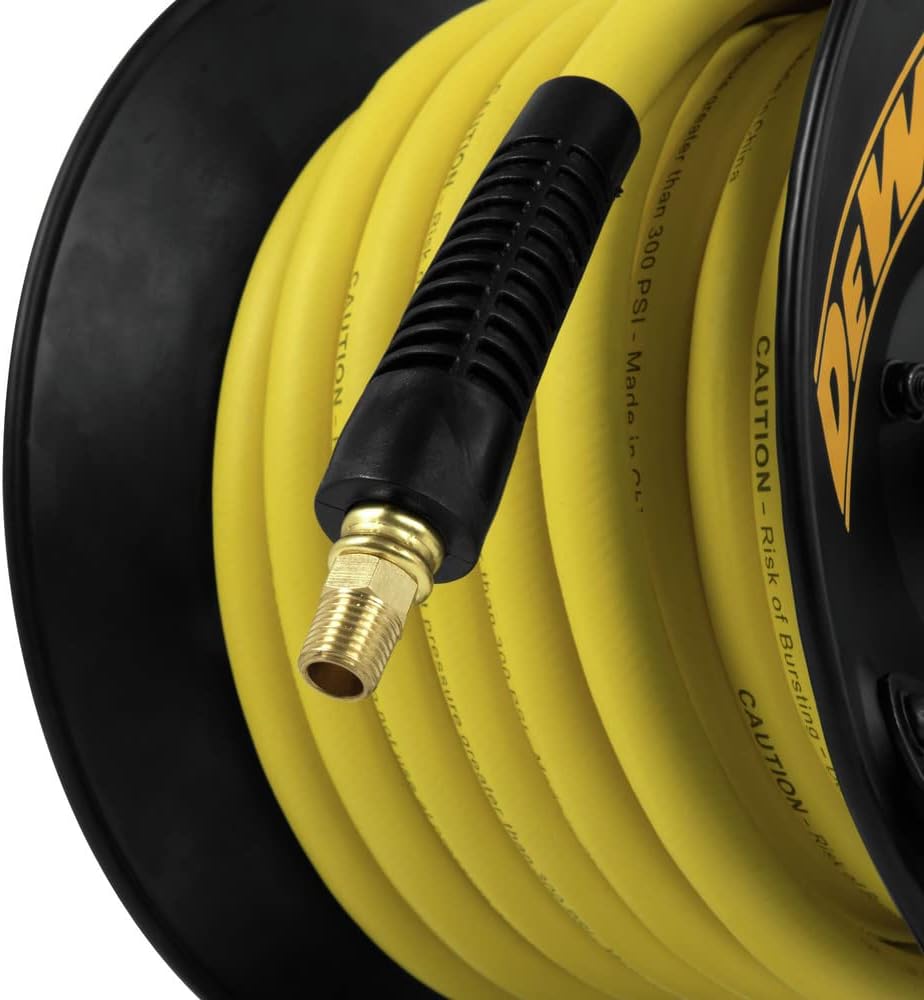 DEWALT DXCM024-0348 3/8" x 50' Manual Hose Reel with Rubber Hose , Yellow