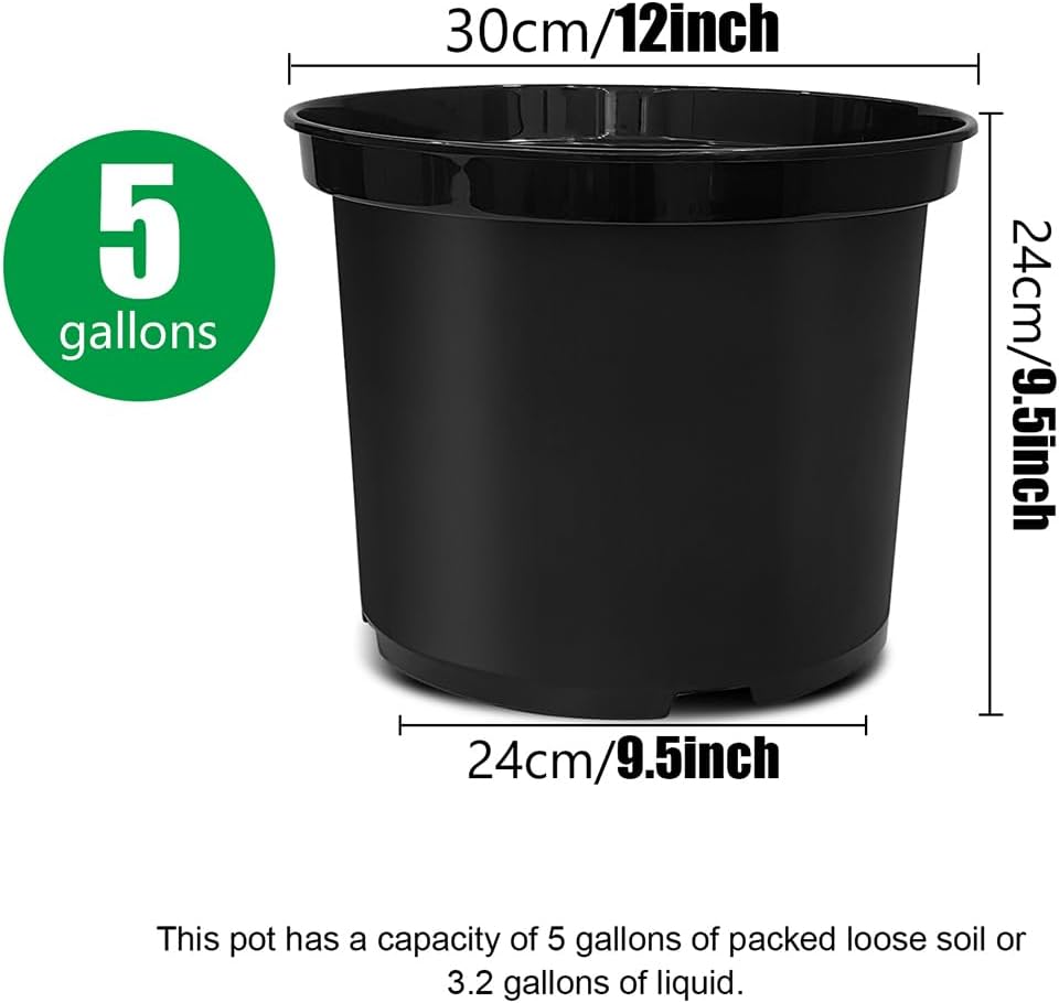 5 Gallon Nursery Pots (10-Pack) + 50ft Garden Hose with Spray Nozzle + 3-in-1 Soil Tester for Moisture/Light/pH | All-in-One Gardening Kit for Indoor/Outdoor Plants, Gardening Gifts for Women