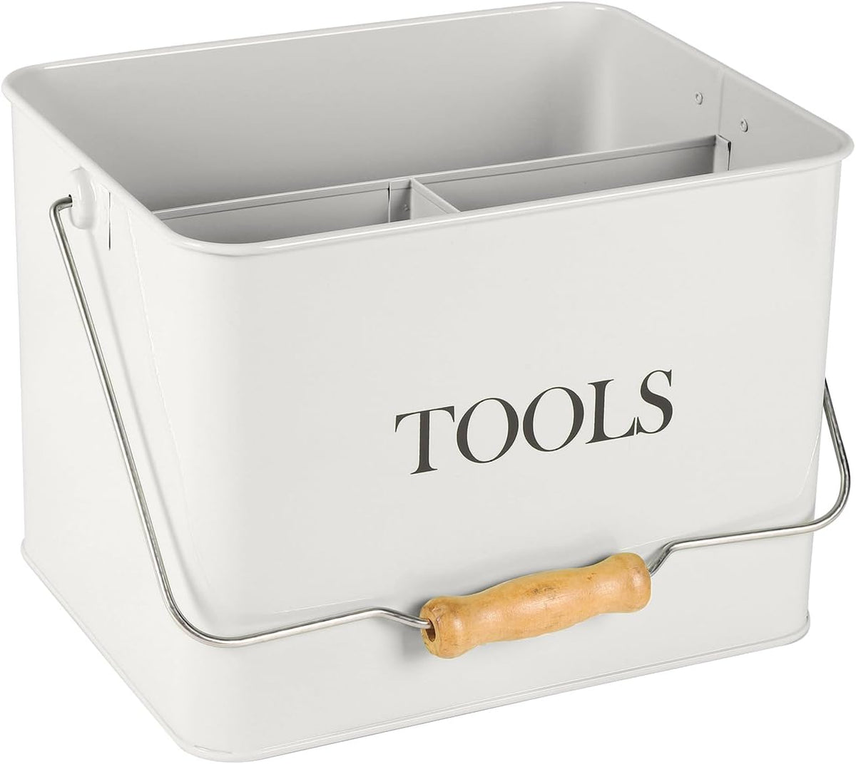 Garden Tool Organizer, Metal Tool Caddy with 3 Compartments, Portable Garden Tool Basket with Handle, Gardening Tool Kit Holder Empty, Garden Tool Storage for Indoor and Outdoor Use - Green