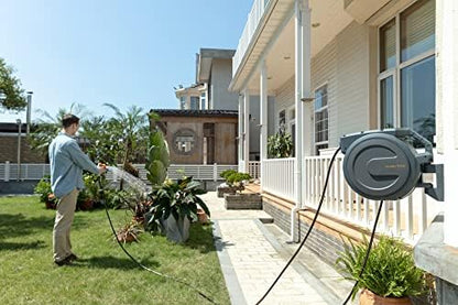 Giraffe 2 Way Hose Splitter with Garden Hose Reel Retractable 1/2" 78ft Heavy Duty Heavy Duty 9 Pattern Hose Nozzle Any Length Lock