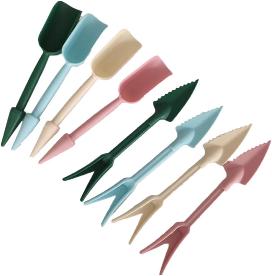 Plastic Garden Shovel Scoop with Transplanter Hand Tools, Colorful Mini Muti-Functional Plant Shovel for Green Plant Potted Soil Loosening (8 Pack)