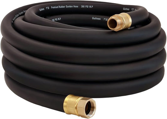 Guitrees Leader Garden Hose 10ft x 5/8", Heavy Duty Short Water Hose, Female to Female Fittings, Five Layered Braiding for Durability, 1000PSI Burst, 300PSI Working (Black) - Colors B