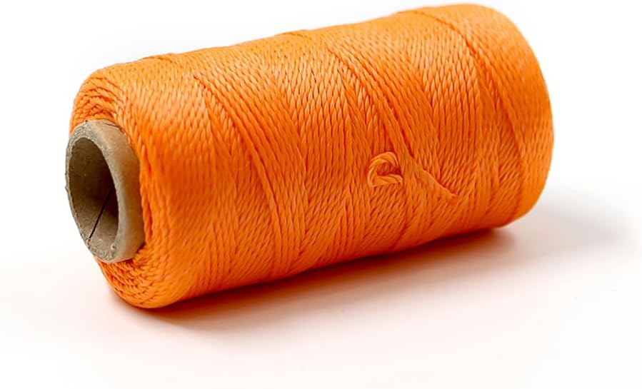 Mason Line String Reel 260FT, 390FT, 780FT, 1500FT, 2300FT, Durable Construction Twine for Laying Bricks, Blocks, Fences in Gardening, DIY & Landscaping Projects (Orange, 262 Ft)