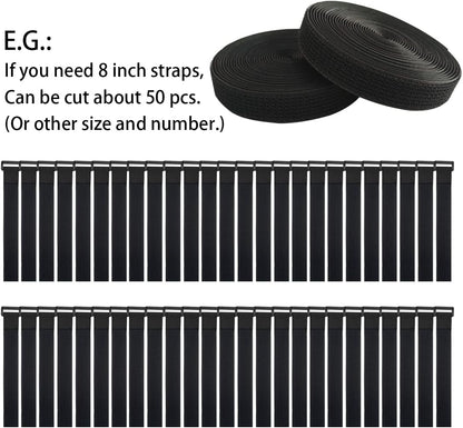 40ft Hook and Loop Straps with 60 Buckles, Adjustable Reusable Cable Straps, Arbitrarily Cut Fixing Nylon Cinch Strap