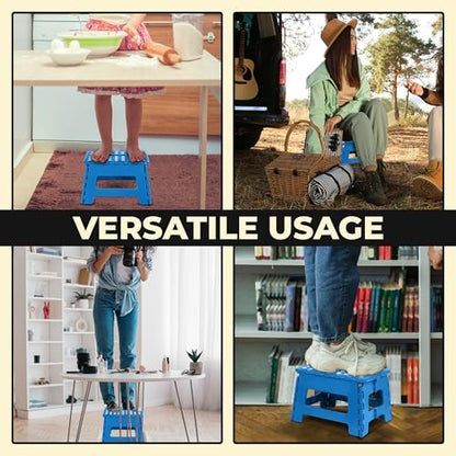 Utopia Home Folding Step Stool with Handle – 9 Inch Anti Slip Collapsible Stool – Holds Up to 300 lbs – Sturdy Plastic Step Stool Foldable for Kitchen, Bathroom and Home Use (1-Pack, Black)