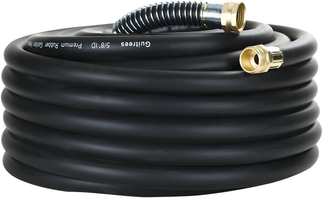Guitrees Leader Garden Hose 10ft x 5/8", Heavy Duty Short Water Hose, Female to Female Fittings, Five Layered Braiding for Durability, 1000PSI Burst, 300PSI Working (Black) - Colors A