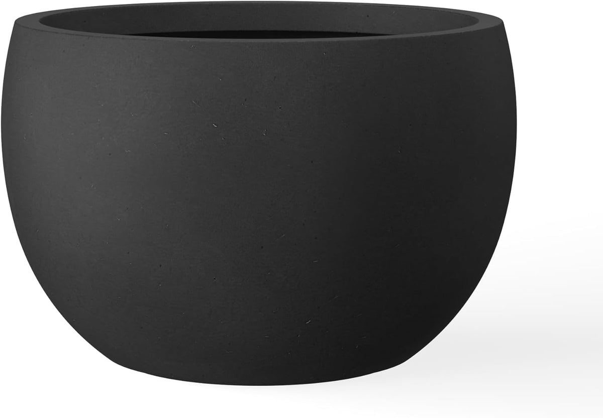 Large Round Bowl Vintage BRN Concrete Planter 19.9" Dia, Outdoor
