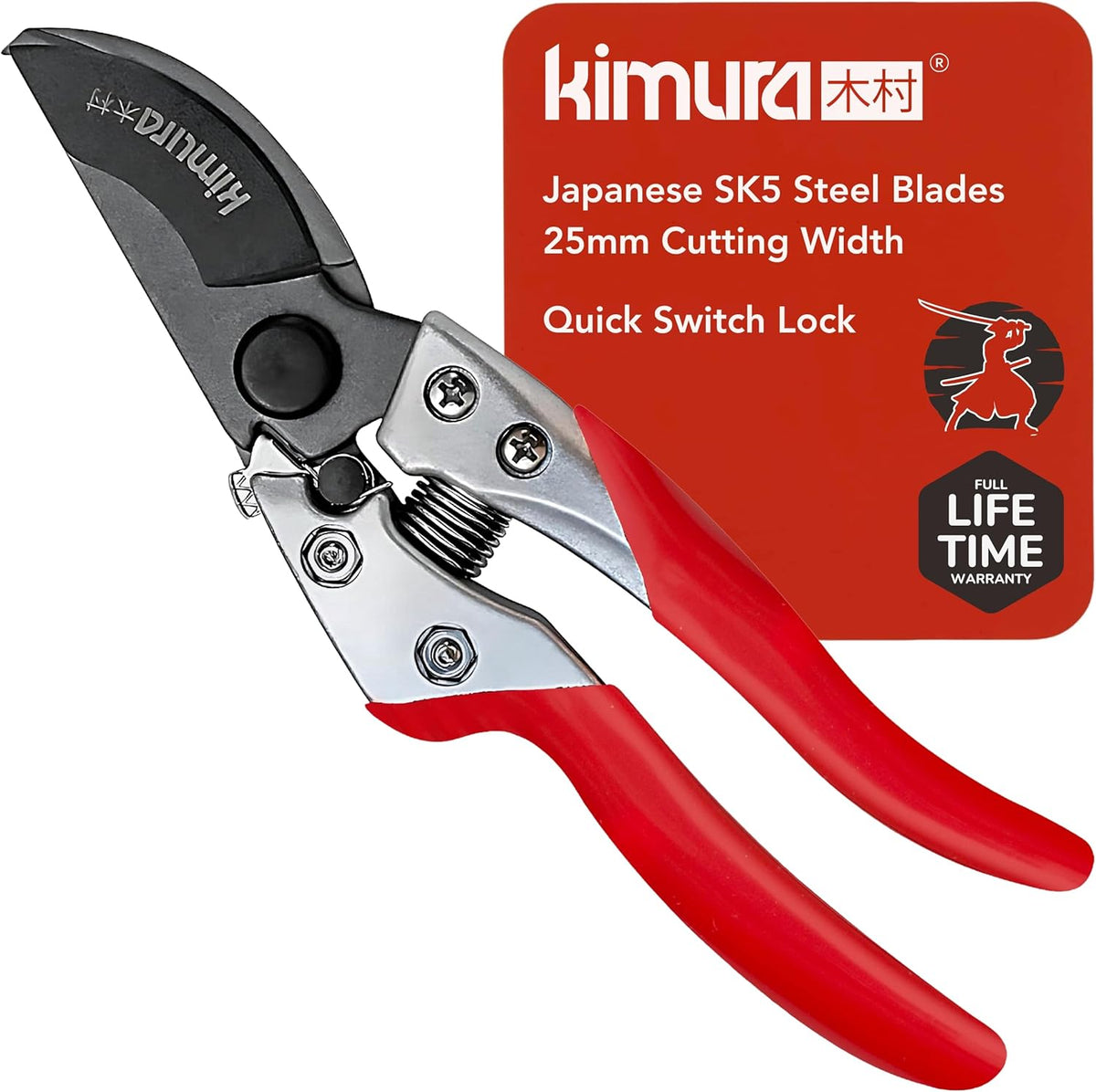 ® 8" Pro Bypass Pruning Shears, Heavy Duty Japanese SK5 Steel Blades, 1 inch Cut Capacity, Non-Slip PVC Coated Handles, Lightweight & Ergonomic, Japanese Pruners, Professional Garden Clippers