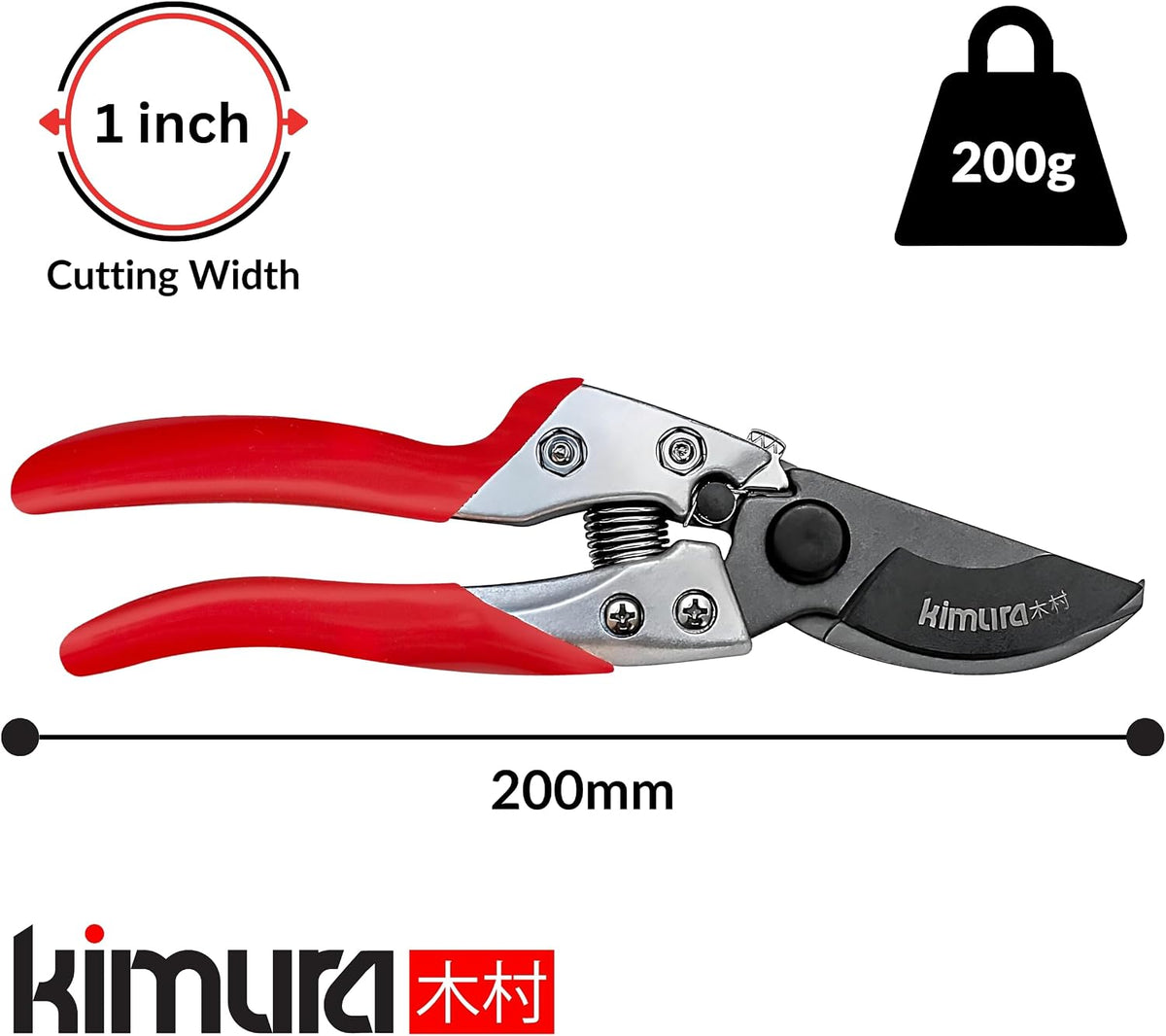 ® 8" Pro Bypass Pruning Shears, Heavy Duty Japanese SK5 Steel Blades, 1 inch Cut Capacity, Non-Slip PVC Coated Handles, Lightweight & Ergonomic, Japanese Pruners, Professional Garden Clippers