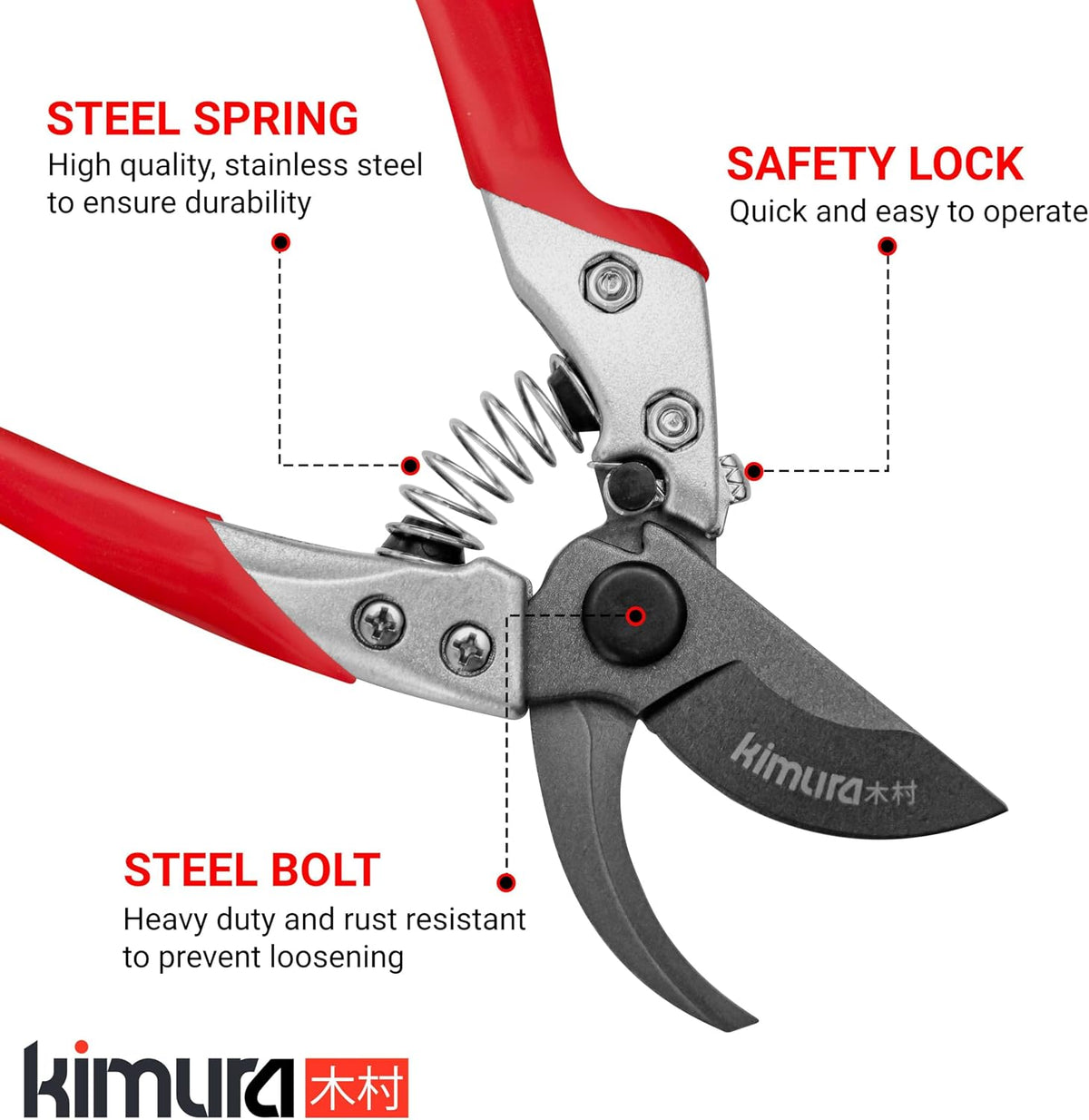 ® 8" Pro Bypass Pruning Shears, Heavy Duty Japanese SK5 Steel Blades, 1 inch Cut Capacity, Non-Slip PVC Coated Handles, Lightweight & Ergonomic, Japanese Pruners, Professional Garden Clippers
