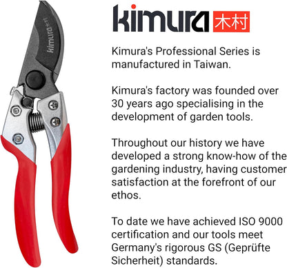 ® 8" Pro Bypass Pruning Shears, Heavy Duty Japanese SK5 Steel Blades, 1 inch Cut Capacity, Non-Slip PVC Coated Handles, Lightweight & Ergonomic, Japanese Pruners, Professional Garden Clippers