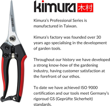 ® 8" Pro Bypass Pruning Shears, Heavy Duty Japanese SK5 Steel Blades, 1 inch Cut Capacity, Non-Slip PVC Coated Handles, Lightweight & Ergonomic, Japanese Pruners, Professional Garden Clippers