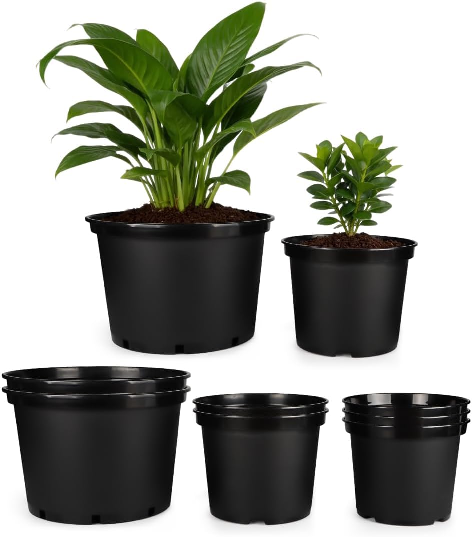 5 Gallon Nursery Pots (10-Pack) + 50ft Garden Hose with Spray Nozzle + 3-in-1 Soil Tester for Moisture/Light/pH | All-in-One Gardening Kit for Indoor/Outdoor Plants, Gardening Gifts for Women