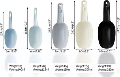 Flour Scoop Set of 3 for Canisters, Ice, Popcorn, Pet Food, Dry Goods, Coffee Beans, Candy - Plastic Scoops 1.7/3.4/5.1 oz