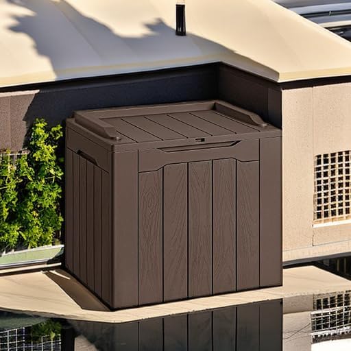 30 Gallon Resin Deck Box Waterproof Outdoor Storage Box for Patio Furniture Pool Accessories Indoor Storage for Cushion Garden Tools (30 Gallon, Black)