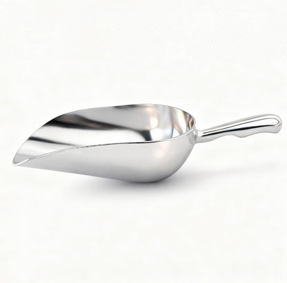 6 OZ Cast Aluminum Utility Scoop, One-Piece Solid Ice Scoop for Ice Bucket, Bar, Kitchen, Multipurpose Food Scooper for Flour, Sugar, Popcorn, Dog Food (Silver) (6OZ)