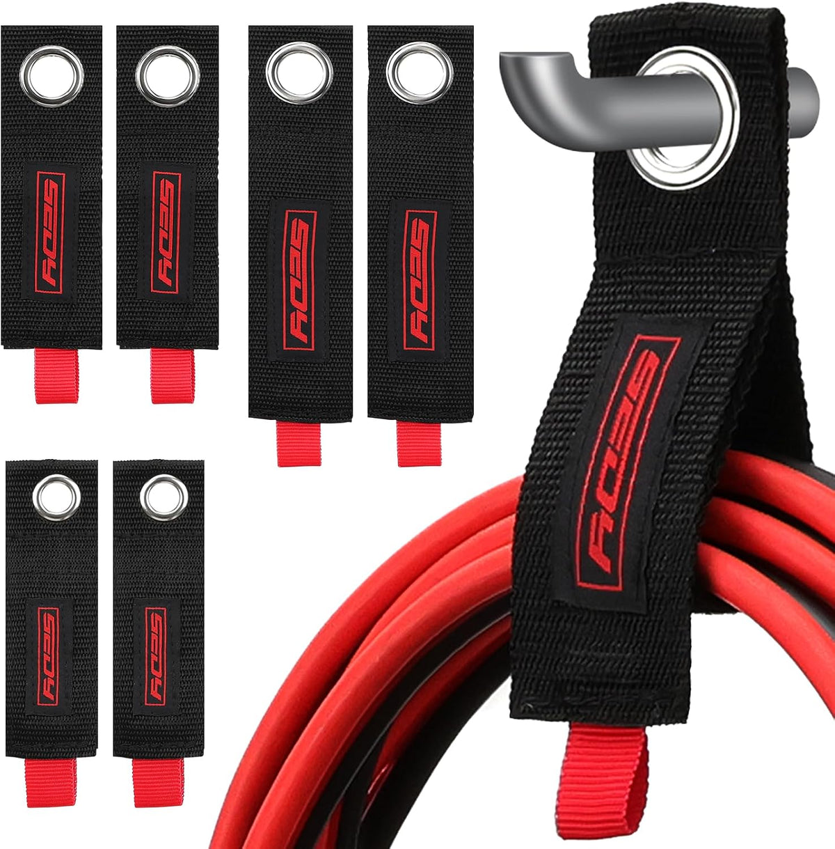6 Pack Heavy Duty Large Storage Straps, 13", 10", 17" Reusable Cable Ties with Carry Handle, Cord Organizer Loop Hangers for Extension Cords, Hoses, Power Cables, and Ropes