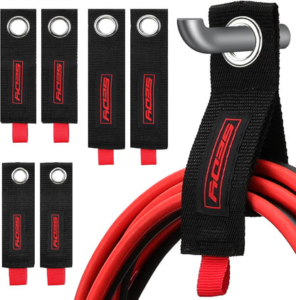 6 Pack Heavy Duty Large Storage Straps, 13", 10", 17" Reusable Cable Ties with Carry Handle, Cord Organizer Loop Hangers for Extension Cords, Hoses, Power Cables, and Ropes