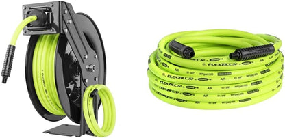 Flexzilla Open Face Retractable Air Hose Reel, 3/8 in. x 50 ft., Heavy Duty, Lightweight, Hybrid, ZillaGreen - L8611FZ