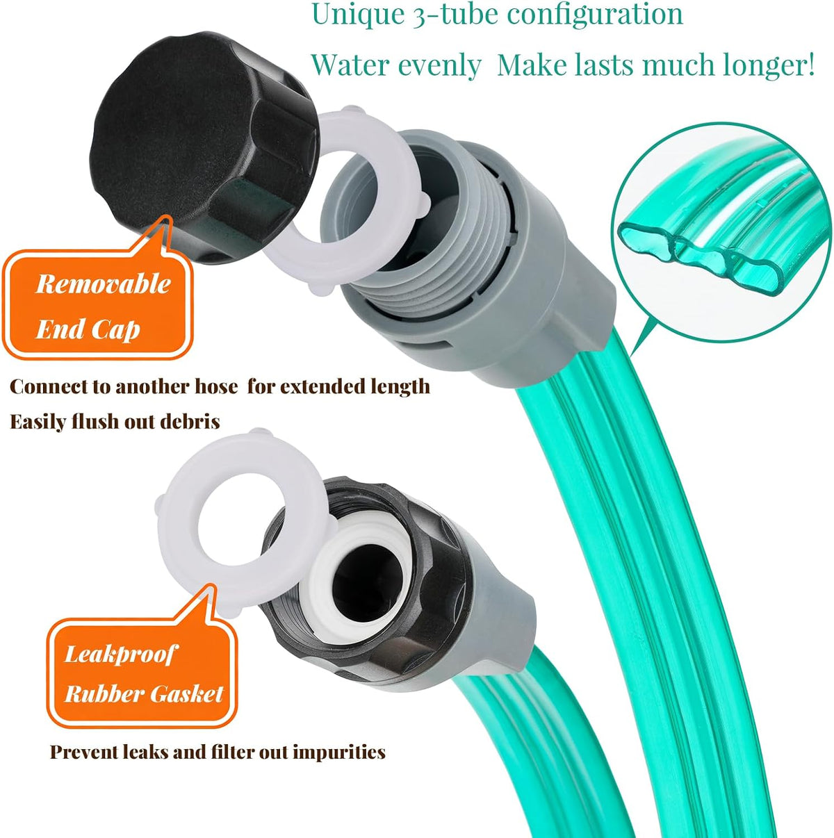 Sprinkler Soaker Hose 60 ft (30 ft 2 pack) for Garden, Watering Hose with Holes, High-Efficiency Sprinklers Irrigation for Lawn and Garden