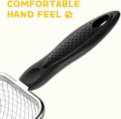 Cat Litter Scoop - Long Handle Scooper, Rustproof Stainless Steel Mesh, Non-Slip Grip, Deep Shovel Sifter for All Litter Types, Easy Clean Kitty Waste Litter for Litter Box(Black)