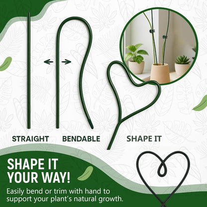 10pcs 16" Bendable Plant Support Stakes & 15 Clips- Orchid Stakes and Clips