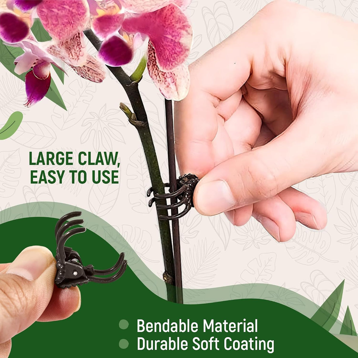 10pcs 16" Bendable Plant Support Stakes & 15 Clips- Orchid Stakes and Clips