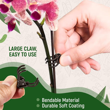 10pcs 16" Bendable Plant Support Stakes & 15 Clips- Orchid Stakes and Clips