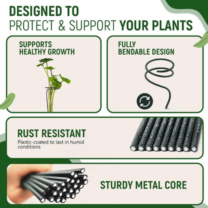 10pcs 16" Bendable Plant Support Stakes & 15 Clips- Orchid Stakes and Clips