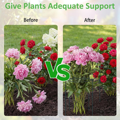 8 Pack Large Peony Cages and Supports 23.6"h x 15.7"d Heavy Duty Plant Support for Outdoor Plants, Meatl Peony Rings, Flower Support Stakes, Garden Stakes for Rose Tomato Hydrangea Strawberry