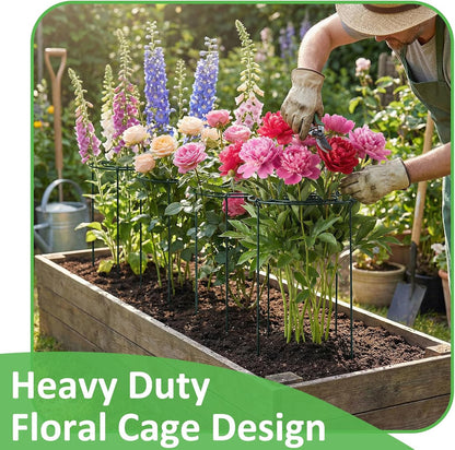 8 Pack Large Peony Cages and Supports 23.6"h x 15.7"d Heavy Duty Plant Support for Outdoor Plants, Meatl Peony Rings, Flower Support Stakes, Garden Stakes for Rose Tomato Hydrangea Strawberry
