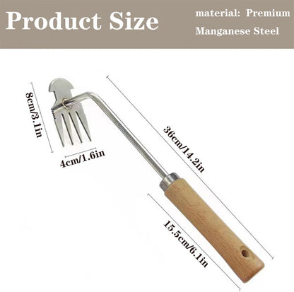 Weed Puller Tool, 4-Tooth Head and Gloves for Root Removal