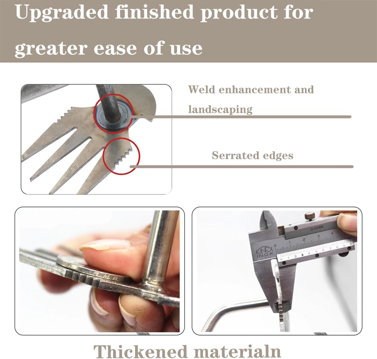 Weed Puller Tool, 4-Tooth Head and Gloves for Root Removal