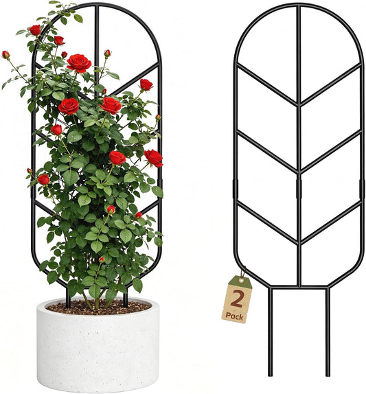 2 Pack 30'' Large Metal Plant Trellis for Climbing Plants, Tall Plant Support for Indoor & Outdoor Use, Modern Decorative Trellis for Potted Plants (2 Pack)