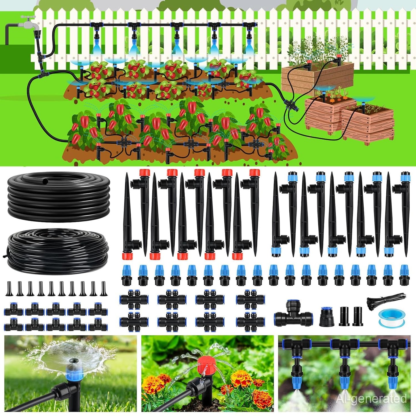 240FT Drip Irrigation System Kit, Automatic Garden Watering System