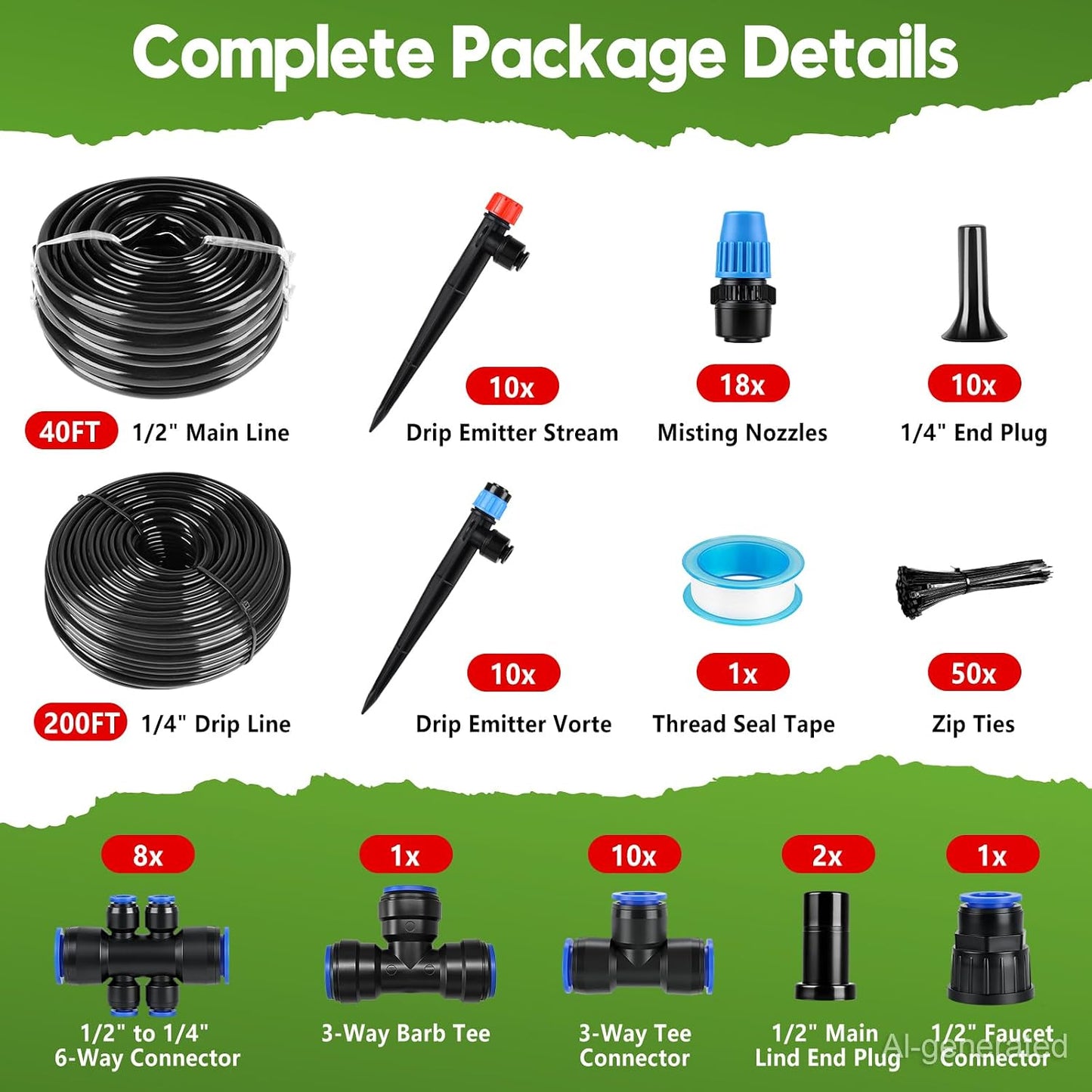 240FT Drip Irrigation System Kit, Automatic Garden Watering System