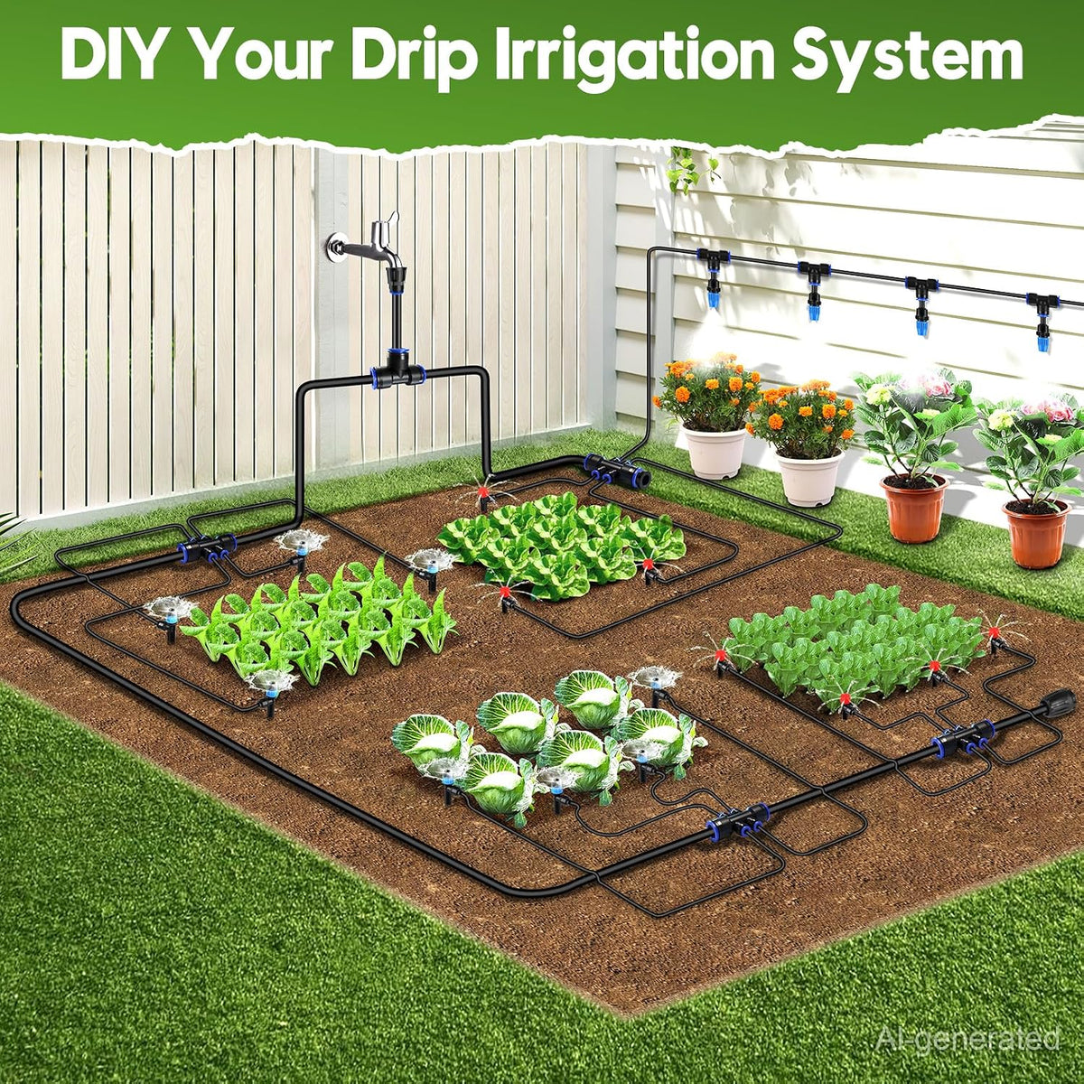 240FT Drip Irrigation System Kit, Automatic Garden Watering System