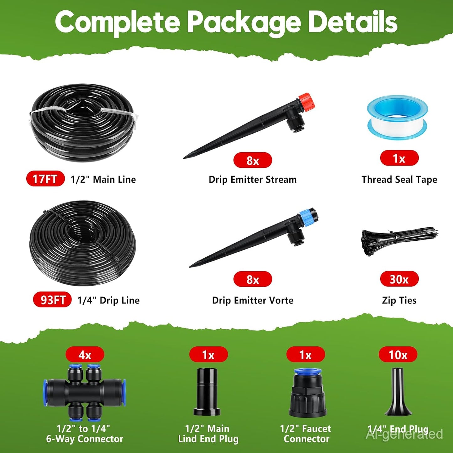 240FT Drip Irrigation System Kit, Automatic Garden Watering System