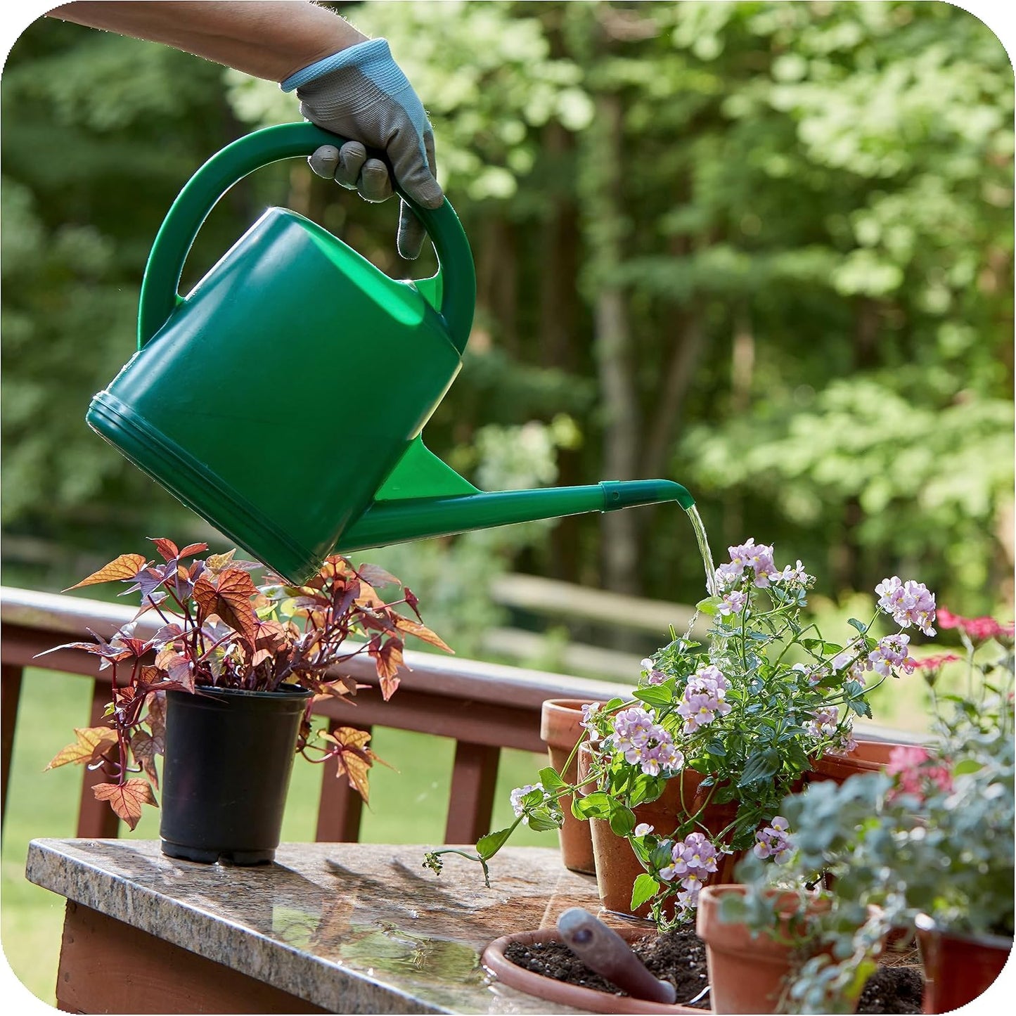 Durable Swiss Watering Can with UV Protection, Ergonomic Handle for Indoor/Outdoor Gardening, Made in Switzerland (4 Liter, Green)