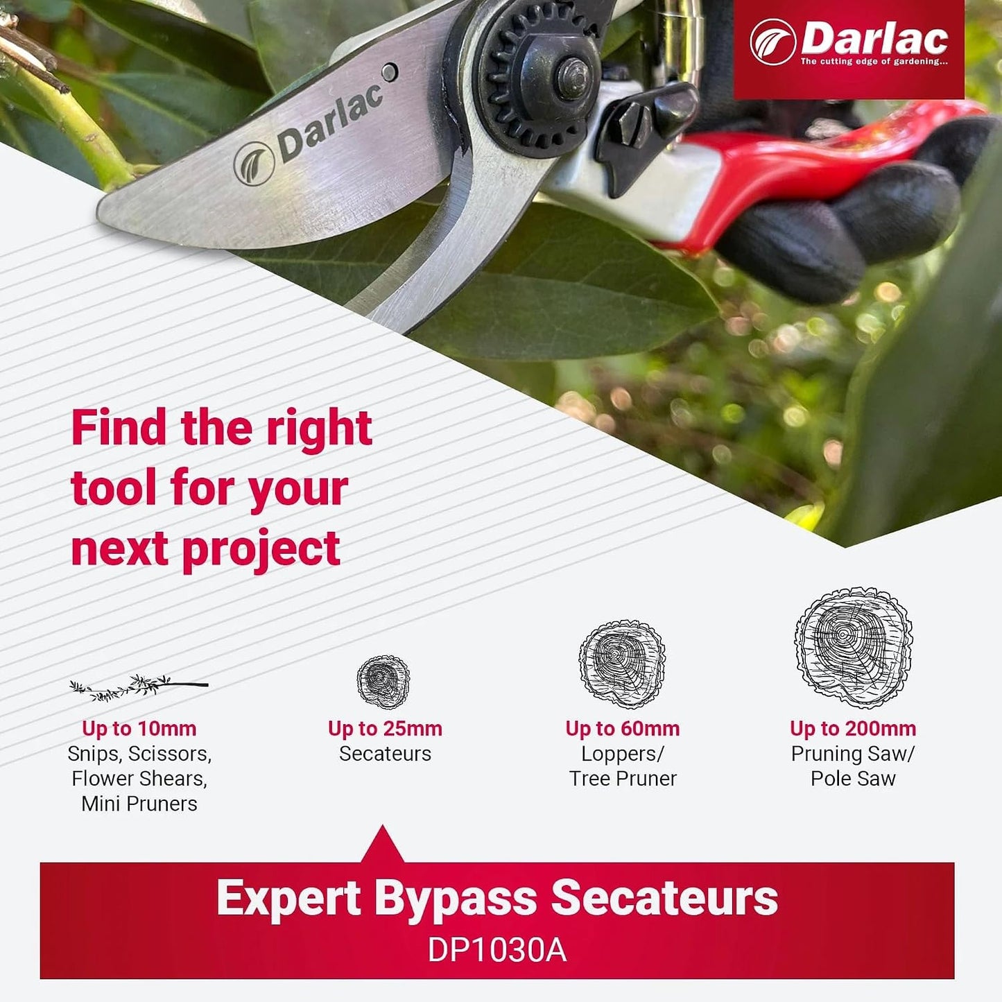 Darlac Expert Bypass Pruners, Ergonomic Hand Pruners with SK5 Carbon Steel Blade, 1-Inch Cutting Capacity, Lightweight Precision Garden Tool