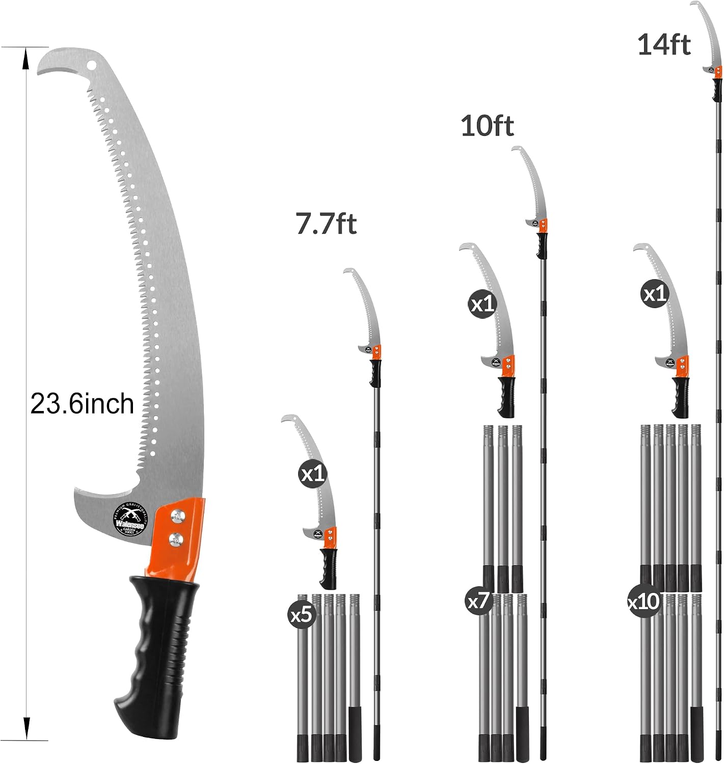 10FT Pole Saw for Tree Trimming 2-in-1 Hand Saw Steel Blade Tree Pruner