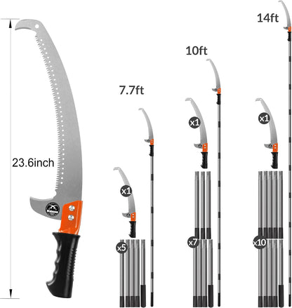 10FT Pole Saw for Tree Trimming 2-in-1 Hand Saw Steel Blade Tree Pruner