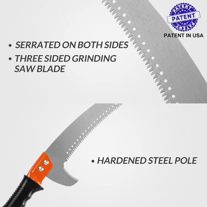 10FT Pole Saw for Tree Trimming 2-in-1 Hand Saw Steel Blade Tree Pruner
